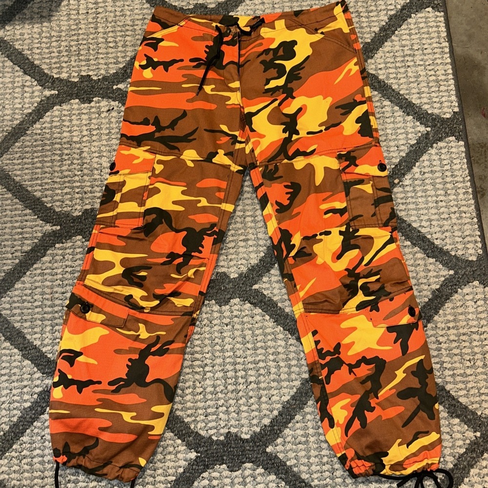 Rothco Camo Cargo Pants yellow Orange Uniform Camouflage Military Men Size XS A3